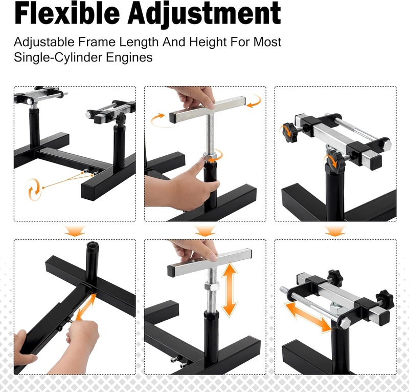 DEETI Heavy Duty Motorcycle Engine Stand, Adjustable Motorcycle Motor Stand for Car/Engine Repair, 1000 lb Capacity, Durable Steel Construction, Easy Assembly & 360° Rotation - Image 5